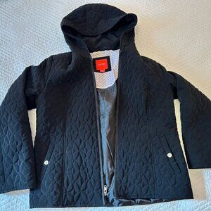 ESPRIT Jacket Womens Size LARGE Black Full Zip Hooded Quilted Casual Classic